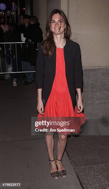 Anouck Lepere attends the Marie Claire & The Cinema Society screening of Summit Entertainment's "Divergent" at Hearst Tower on March 20, 2014 in New...