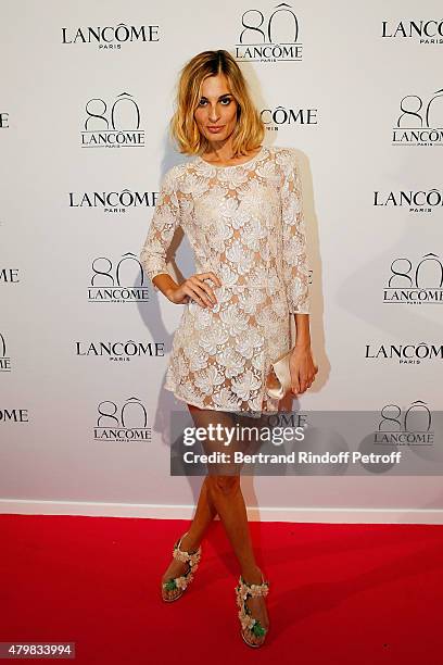 Sveva Alviti attends the Lancome 80th anniversary party as part of Paris Fashion Week Haute Couture Fall/Winter 2015/2016 on July 7, 2015 in Paris,...