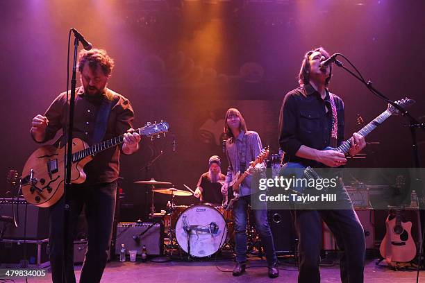 Patterson Hood, Matt Patton, and Mike Cooley of Drive-by Truckers perform at Terminal 5 on March 20, 2014 in New York City.