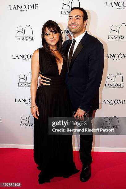 Actress Michelle Rodriguez and Mohammed Al Turki attend the Lancome 80th anniversary party as part of Paris Fashion Week Haute Couture Fall/Winter...