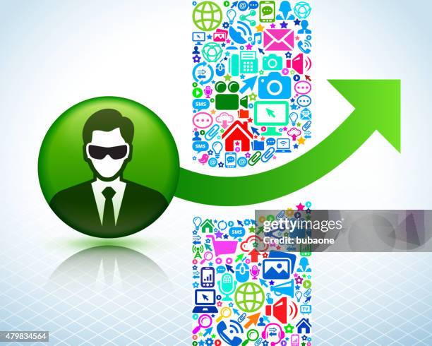 progressing businessman and virtual reality experience icon set. - interactive television stock illustrations