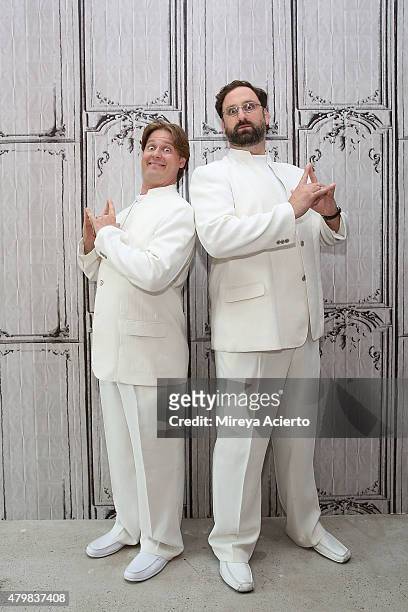 Comedians Tim Heidecker and Eric Wareheim attend AOL Build Presents: "Zone Theory: 7 Steps to Achieve a Perfect Life" at AOL Studios In New York on...