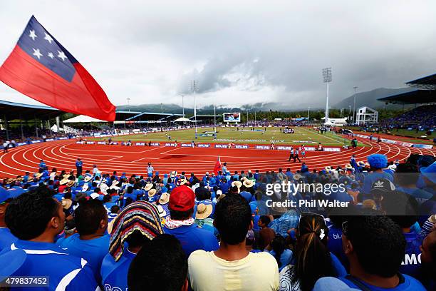 General view of Apia Park during the International Test match between Samoa and the New Zealand All Blacks at Apia Stadium on July 8, 2015 in Apia,...