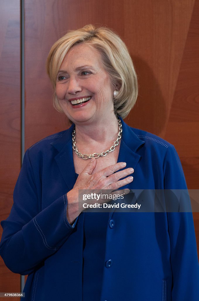 Democratic Presidential Candidate Hillary Clinton Campaigns In Iowa