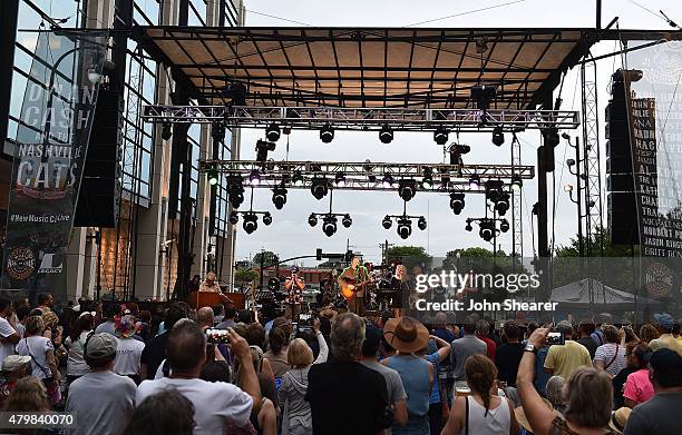 Musicians John Carter Cash, left, and Ana Cristina perform during the "Dylan, Cash, And The Nashville Cats: A New Music City" album release concert...