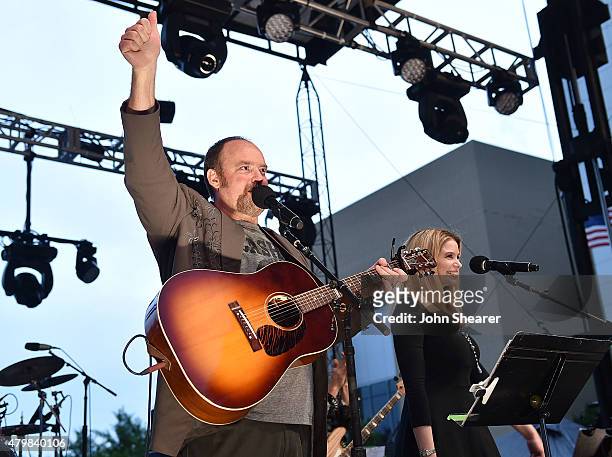 Musicians John Carter Cash, left, and Ana Cristina perform during the "Dylan, Cash, And The Nashville Cats: A New Music City" album release concert...