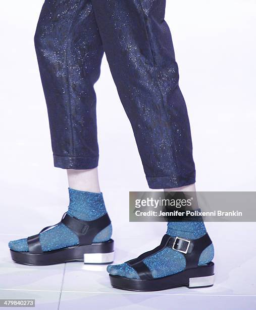Socks with open toed sandals on the runway during the Premium Runway 5 - Presented by Cosmopolitan show at Melbourne Fashion Festival on March 20,...