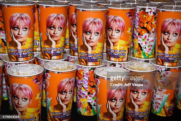 Popcorn cups displayed at VH1's "Candidly Nicole" Season 2 Premiere Event at House of Harlow at The Grove on July 7, 2015 in Los Angeles, California.