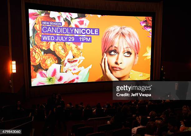 View of the screen at VH1's "Candidly Nicole" Season 2 Premiere Event at House of Harlow at The Grove on July 7, 2015 in Los Angeles, California.