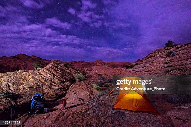 backpacking under the stars - glen canyon stock pictures, royalty-free photos & images