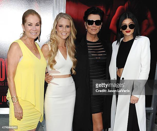 Kathie Lee Gifford, Cassidy Gifford, Kris Jenner and Kylie Jenner attend the premiere of "The Gallows" at Hollywood High School on July 7, 2015 in...