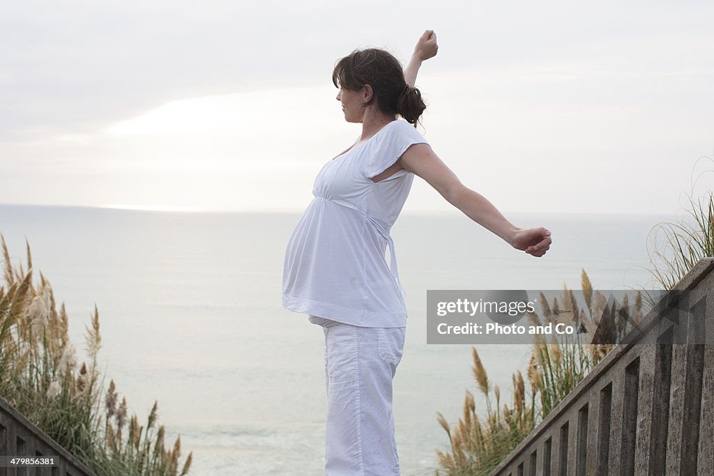 Pregnant woman at the seaside