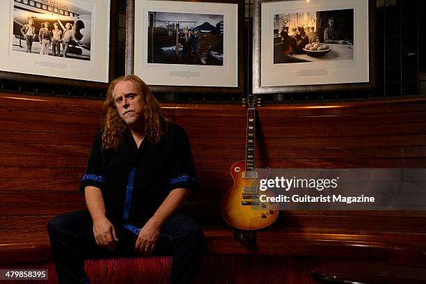 Portrait of American rock guitarist Warren Haynes photographed before a live performance with Gov't Mule at Under The Bridge in London, on July 4,...