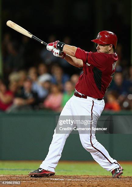 Miguel Montero of the Diamondbacks bats during the match between Team Australia and the Arizona Diamondbacks at Sydney Cricket Ground on March 21,...