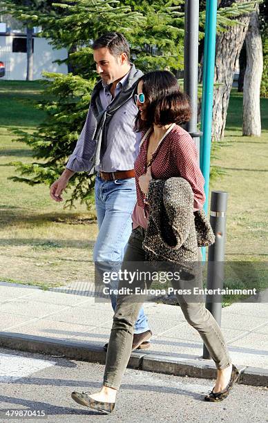 Miguel Baez 'El Litri' and Carolina Adriana Herrera arrive at Hospital to visit bullfighter Enrique Ponce after beeing gored for a bull during Fallas...