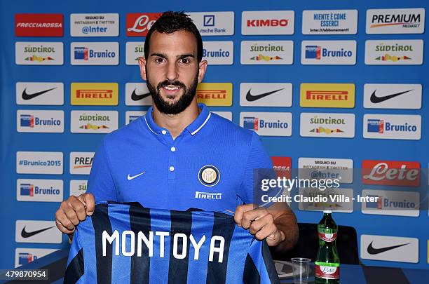 Martin Montoya of FC Internazionale poses for a photo during a press conference at Riscone di Brunico on July 8, 2015 in Bruneck, Italy.