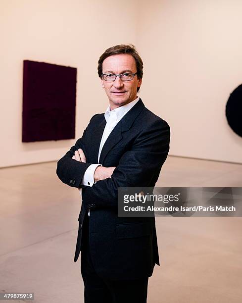 Austrian gallery owner Thaddaeus Ropac is photographed for Paris Match in Paris on February 27, 2014.