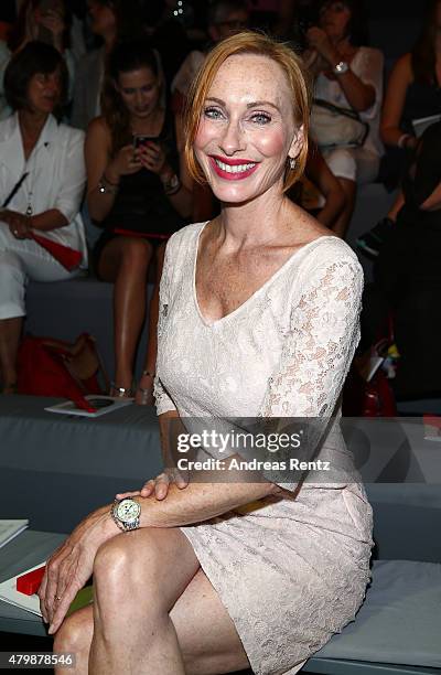 Andrea Sawatzki attends the Minx by Eva Lutz show during the Mercedes-Benz Fashion Week Berlin Spring/Summer 2016 at Brandenburg Gate on July 8, 2015...