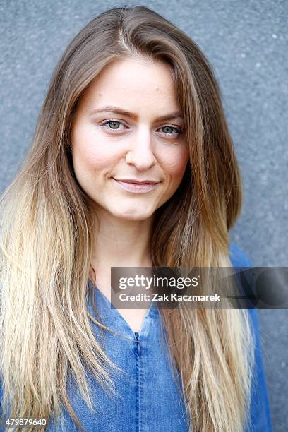 Designer Franziska Michael poses backstage ahead of her during the Mercedes-Benz Fashion Week Berlin Spring/Summer 2016 at Stage at me Collectors...