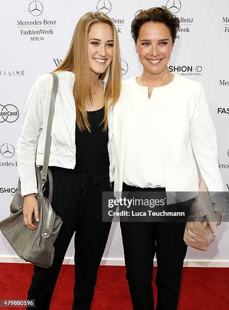 Luka Teresa-Gerda Kloser and Desiree Nosbusch attend the Minx by Eva Lutz show during the Mercedes-Benz Fashion Week Berlin Spring/Summer 2016 at...