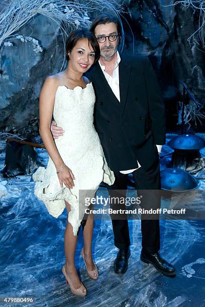Actress saida Jawad and Fashion Designer Franck Sorbier pose after the Franck Sorbier show as part of Paris Fashion Week Haute Couture Fall/Winter...