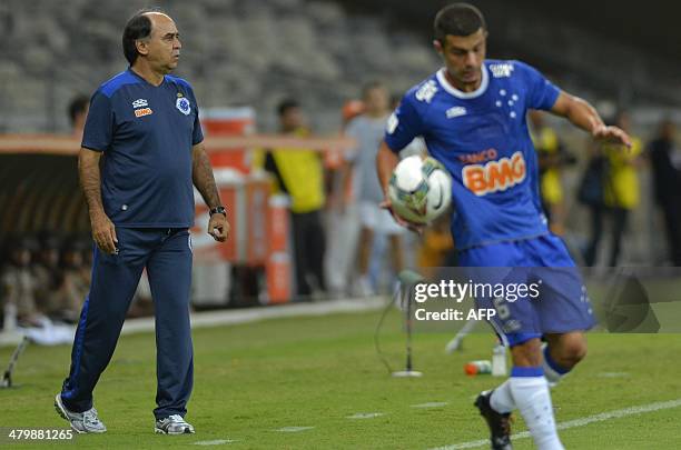 Brazil's Cruzeiro coach Marcelo Oliveira during the Libertadores Cup match against Uruguay's Defensor Sporting at Mineirao Stadium in Belo Horizonte,...