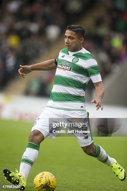 Emilio Izaguirre of Celtic at the Pre Season Friendly between Celtic and FK Dukla Praha at St Mirren Park on July 04, 2015 in Paisley, Scotland.