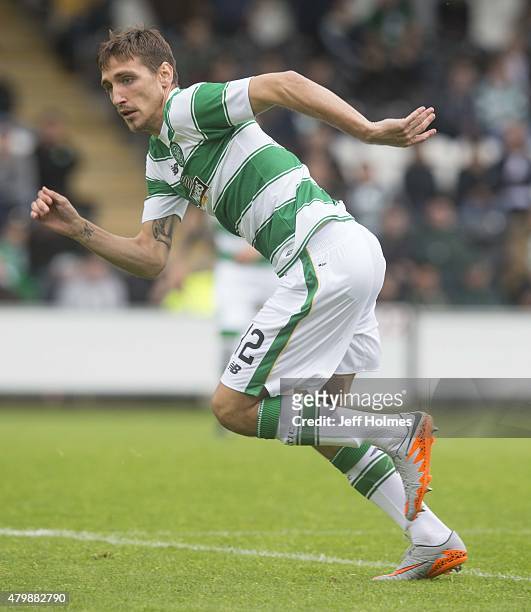 Stefan Scepovic of Celtic at the Pre Season Friendly between Celtic and FK Dukla Praha at St Mirren Park on July 04, 2015 in Paisley, Scotland.