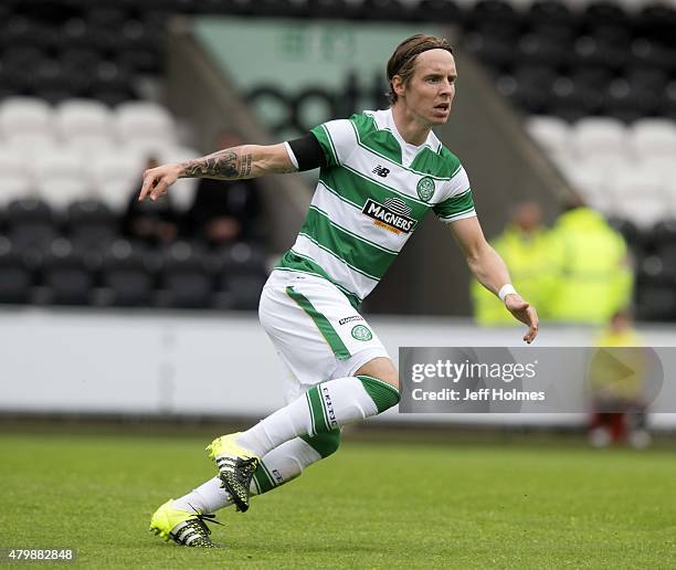 Stefan Johansen of Celtic at the Pre Season Friendly between Celtic and FK Dukla Praha at St Mirren Park on July 04, 2015 in Paisley, Scotland.