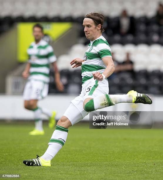 Stefan Johansen of Celtic at the Pre Season Friendly between Celtic and FK Dukla Praha at St Mirren Park on July 04, 2015 in Paisley, Scotland.