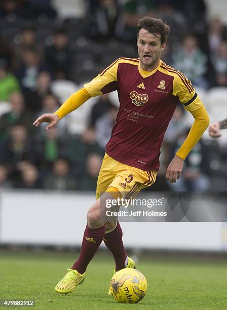 Marek Hanousek of Dukla Praha in action at the Pre Season Friendly between Celtic and FK Dukla Praha at St Mirren Park on July 04, 2015 in Paisley,...