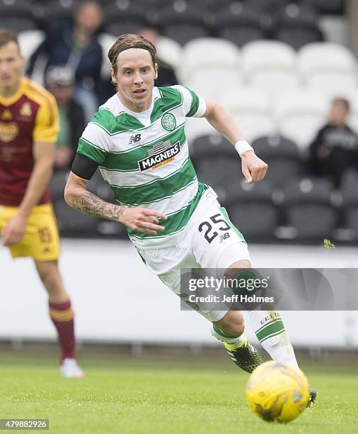 Stefan Johansen of Celtic at the Pre Season Friendly between Celtic and FK Dukla Praha at St Mirren Park on July 04, 2015 in Paisley, Scotland.