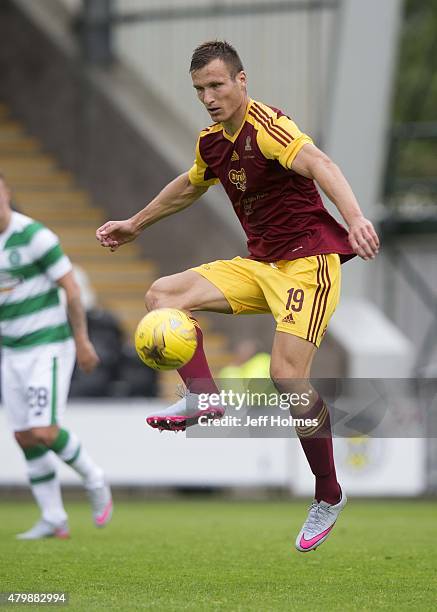 Lukas Stetina of Dukla Praha at the Pre Season Friendly between Celtic and FK Dukla Praha at St Mirren Park on July 04, 2015 in Paisley, Scotland.