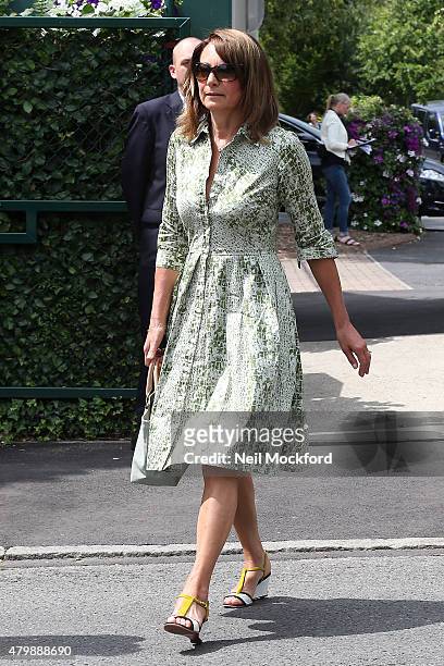 Carole Middleton seen arriving at Wimbledon on July 8, 2015 in London, England.