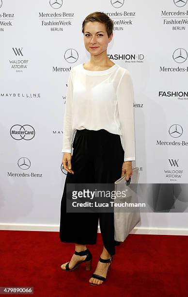 Henriette Richter-Roehl attends the Minx by Eva Lutz show during the Mercedes-Benz Fashion Week Berlin Spring/Summer 2016 at Brandenburg Gate on July...