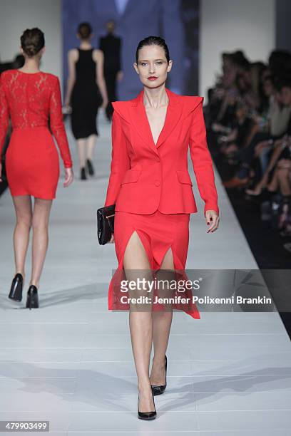 Model showcases designs by Yeojin Bae on the runway during the Premium Runway 6 - Presented by Harper's BAZAAR show at Melbourne Fashion Festival on...