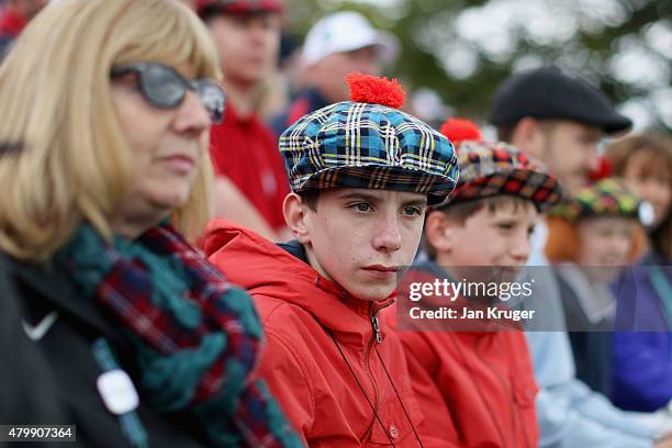 Fans watch Tartan Wednesday prior to the start of the Aberdeen Asset Management Scottish Open at Gullane Golf Club on July 8, 2015 in Gullane, East...