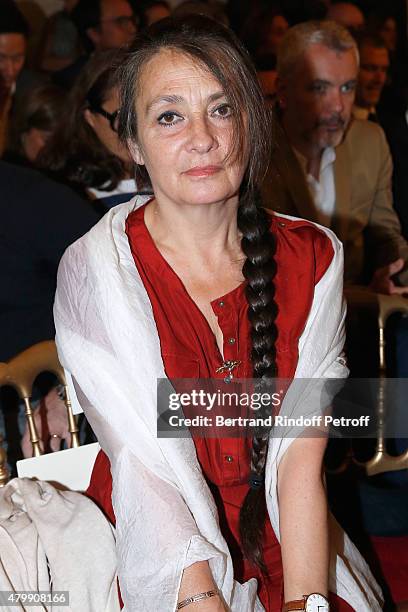 Singer Catherine Ringer attends the Jean Paul Gaultier show as part of Paris Fashion Week Haute Couture Fall/Winter 2015/2016 on July 8, 2015 in...