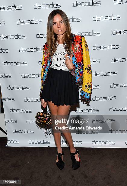 Stylist Erica Pelosini arrives at the Decades: Les Must De Moschino event at Decades on March 20, 2014 in Los Angeles, California.