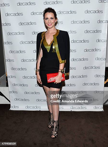 Costume designer Janie Bryant arrives at the Decades: Les Must De Moschino event at Decades on March 20, 2014 in Los Angeles, California.
