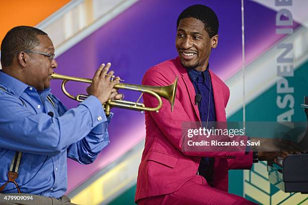 Wynton Marsalis and Jon Batiste perform at the Aspen Ideas Festival 2015 on July 4, 2015 in Aspen, Colorado.