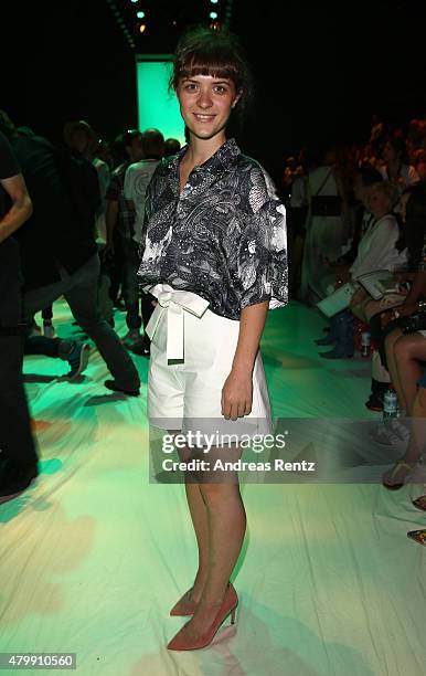 Liv Lisa Fries attends the Rebekka Ruetz show during the Mercedes-Benz Fashion Week Berlin Spring/Summer 2016 at Brandenburg Gate on July 8, 2015 in...