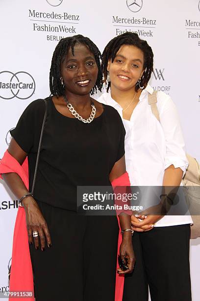 Auma Obama and her daughter Akini Obama attend the Minx by Eva Lutz show during the Mercedes-Benz Fashion Week Berlin Spring/Summer 2016 at...
