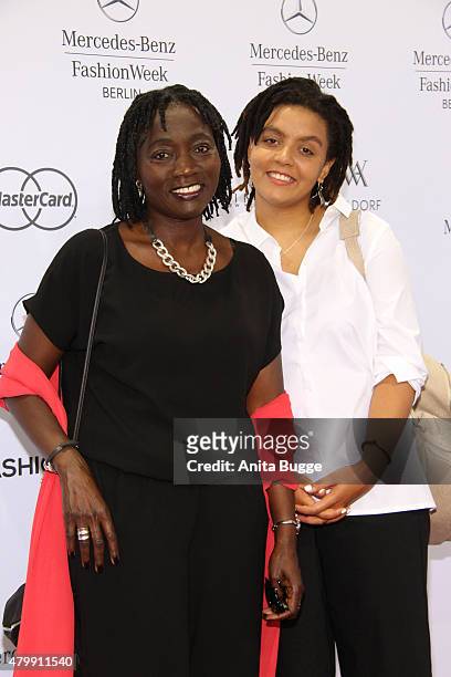 Auma Obama and her daughter Akini Obama attend the Minx by Eva Lutz show during the Mercedes-Benz Fashion Week Berlin Spring/Summer 2016 at...
