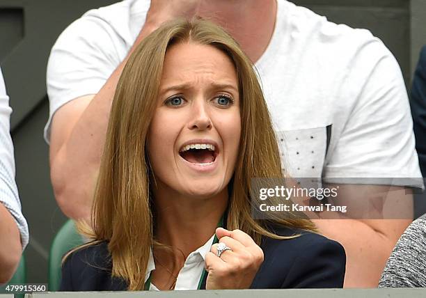 Kim Murray attends day nine of the Wimbledon Tennis Championships at Wimbledon on July 8, 2015 in London, England.