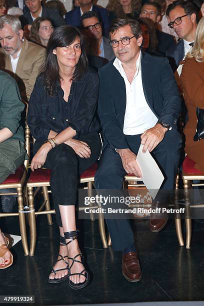 Chief Editor of Vogue Paris Emmanuelle Alt and Co-Owner of Gaultier Manuel Puig attend the Jean Paul Gaultier show as part of Paris Fashion Week...
