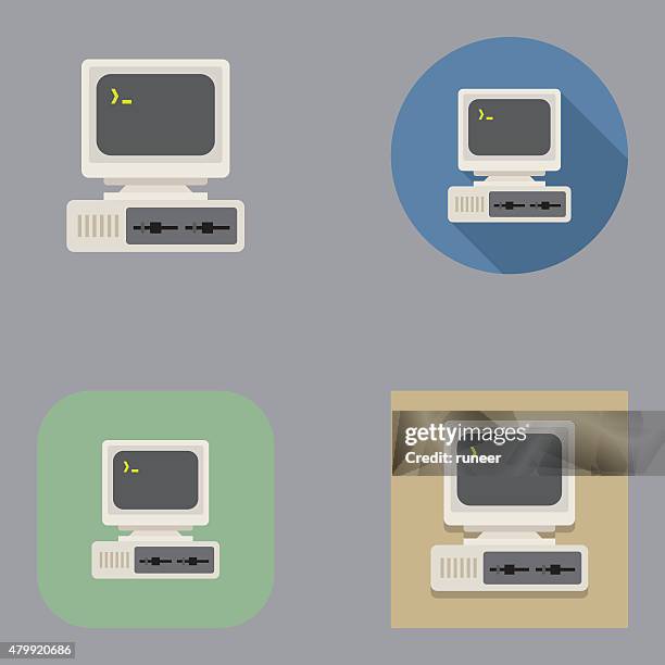 flache alte vintage computer icons/kalaful series - alt stock-grafiken, -clipart, -cartoons und -symbole