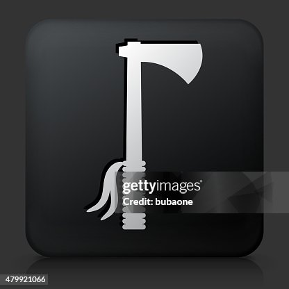 Black Square Button with Tomahawk Icon Black Square Button with Tomahawk Icon