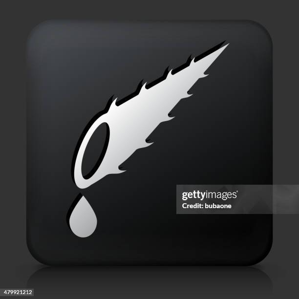 black square button with cactus oil icon - cactus needles stock illustrations