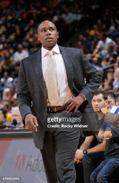 Head coach Jacque Vaughn of the Orlando Magic while facing the Golden State Warriors on March 18, 2014 at Oracle Arena in Oakland, California. NOTE...